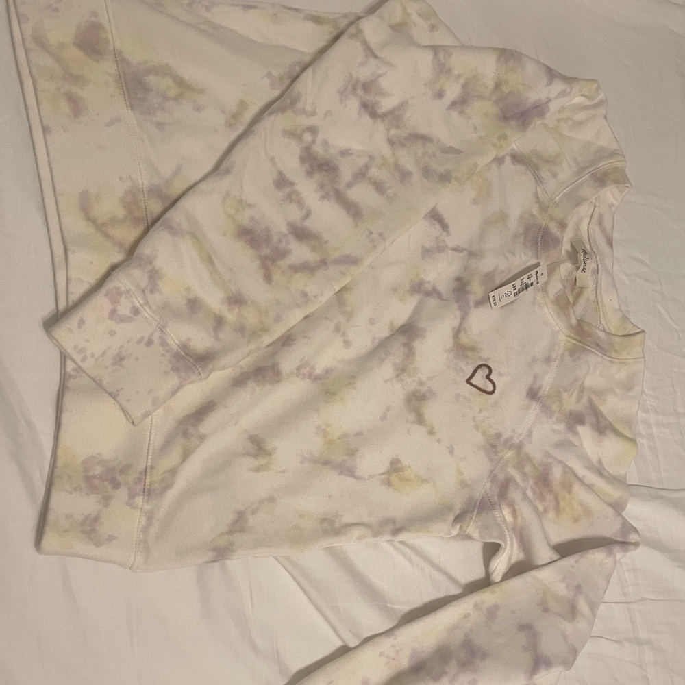 Madewell Heart Embroidered (Re)sourced Cotton Sweatshirt in Tie-Dye